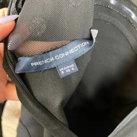 French Connection Lea Mesh Black Polka Dot Jumpsuit Sz 4 - Picture 9 of 10